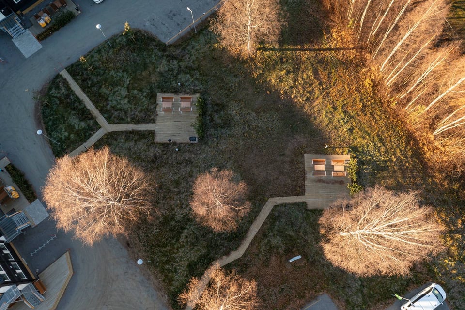 Outdoor and recreational areas in modular worker village