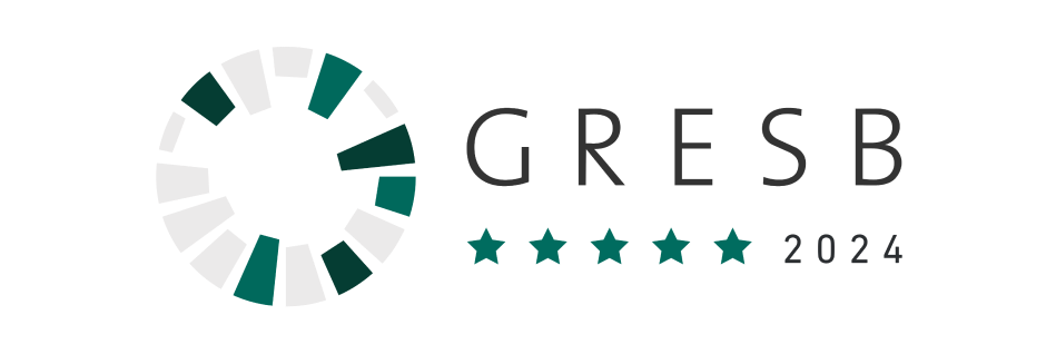 GRESB 2024 five star rating showing Adapteo’s verified sustainability performance in modular social infrastructure and sustainable construction